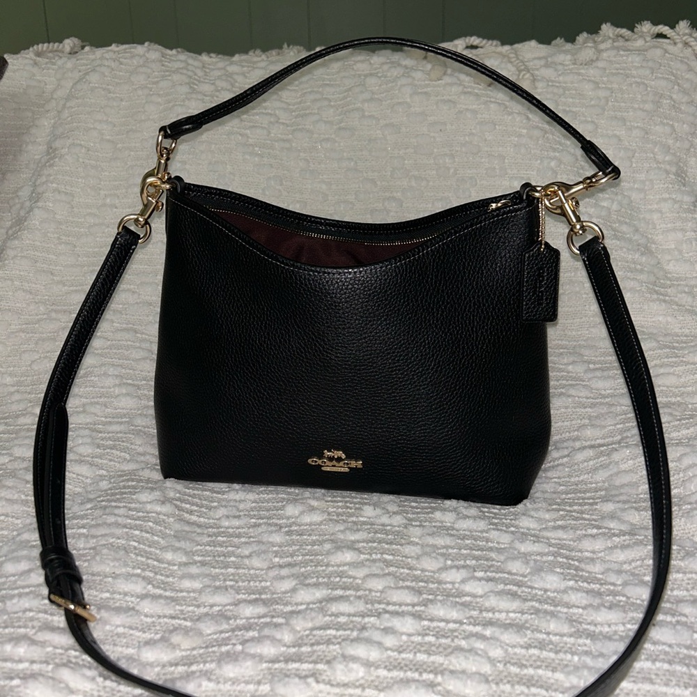 Coach Black Pebbled Leather Shoulder Bag